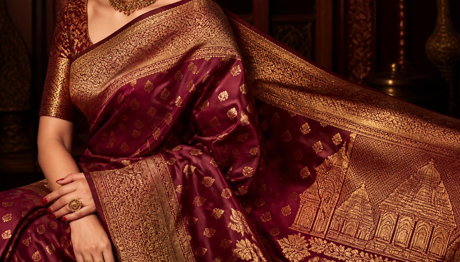 Royal Banarasi silk saree with gold zari
